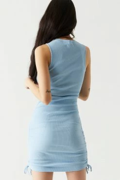 Stitches Ladies Soft Ribbed Side Ruched Muscle Cut Midi Dress 41 Stitches Ladies Soft Ribbed Side Ruched Muscle Cut Midi Dress