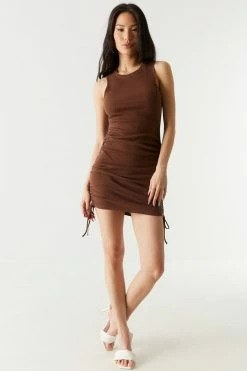 Stitches Ladies Soft Ribbed Side Ruched Muscle Cut Midi Dress 31 Stitches Ladies Soft Ribbed Side Ruched Muscle Cut Midi Dress