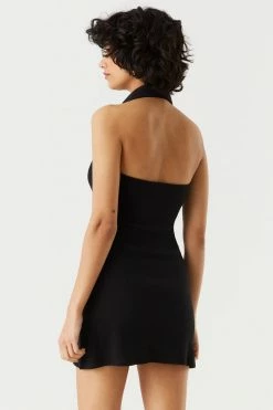 Stitches Ladies Ribbed Henley Polo Bodycon Mini Dress 19 Stitches Ladies Ribbed Henley Polo Bodycon Mini Dress