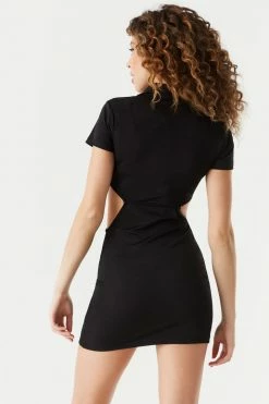 Stitches Ladies Bodycon Cut-Out Button-Up Polo Mini Dress 19 Stitches Ladies Bodycon Cut-Out Button-Up Polo Mini Dress