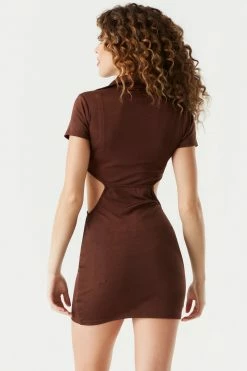 Stitches Ladies Bodycon Cut-Out Button-Up Polo Mini Dress 22 Stitches Ladies Bodycon Cut-Out Button-Up Polo Mini Dress