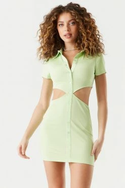 Stitches Ladies Bodycon Cut-Out Button-Up Polo Mini Dress