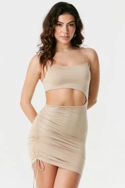 Stitches Ladies Ruched Self-Tie Side Cut-Out Mini Dress 15 Stitches Ladies Ruched Self-Tie Side Cut-Out Mini Dress