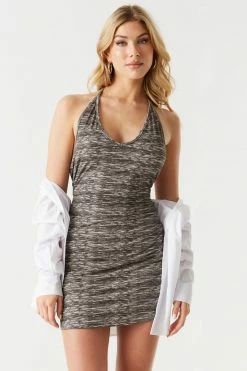 Stitches Ladies Bodycon Soft Ribbed Space Dye Halter Neck Dress