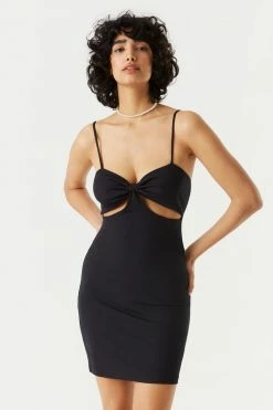 Stitches Ladies Ribbed Cut-Out Bodycon Mini Dress 21 Stitches Ladies Ribbed Cut-Out Bodycon Mini Dress