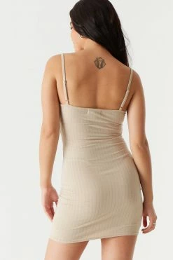 Stitches Ladies Ribbed Milkmaid Mini Dress Bodycon