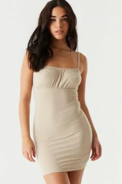 Stitches Ladies Ribbed Milkmaid Mini Dress Bodycon