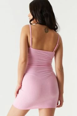 Stitches Ladies Ribbed Milkmaid Mini Dress Bodycon