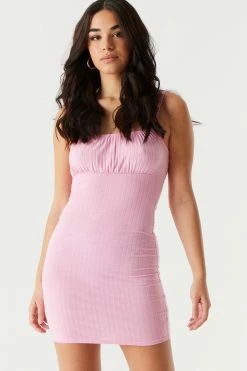 Stitches Ladies Ribbed Milkmaid Mini Dress Bodycon