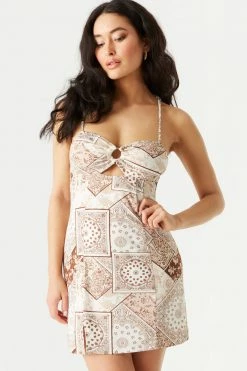 Stitches Ladies Printed Cut-Out A-Line Mini Dress