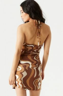 Stitches Ladies Printed A-Line Halter Neck Dress