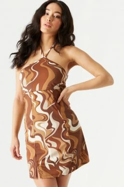 Stitches Ladies Printed A-Line Halter Neck Dress