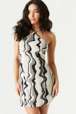 Stitches Ladies Printed A-Line Halter Neck Dress