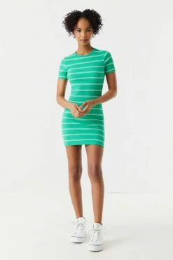 Stitches Ladies Ribbed Striped Crew Neck Bodycon Dress 17 Stitches Ladies Ribbed Striped Crew Neck Bodycon Dress