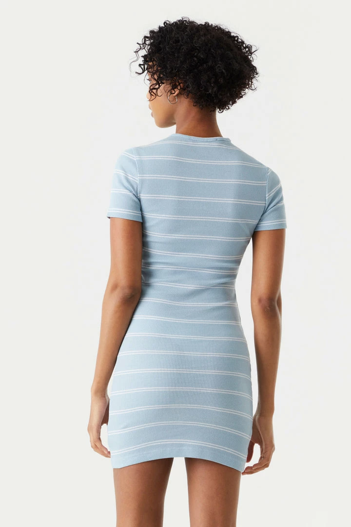 Stitches Ladies Ribbed Striped Crew Neck Bodycon Dress 8 Stitches Ladies Ribbed Striped Crew Neck Bodycon Dress