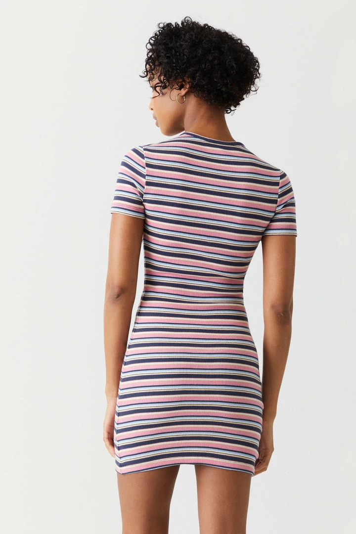 Stitches Ladies Ribbed Striped Crew Neck Bodycon Dress 11 Stitches Ladies Ribbed Striped Crew Neck Bodycon Dress