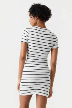 Stitches Ladies Ribbed Striped Crew Neck Bodycon Dress 28 Stitches Ladies Ribbed Striped Crew Neck Bodycon Dress