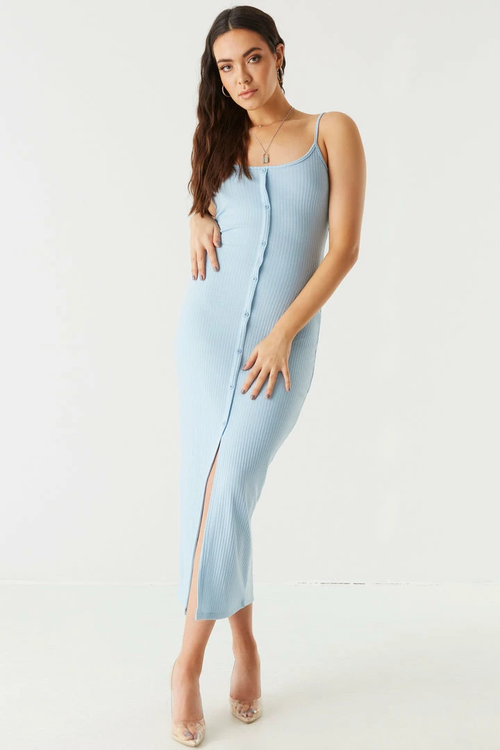 Stitches Ladies Ribbed Button Front Cami Maxi Dress Bodycon 9 Stitches Ladies Ribbed Button Front Cami Maxi Dress Bodycon