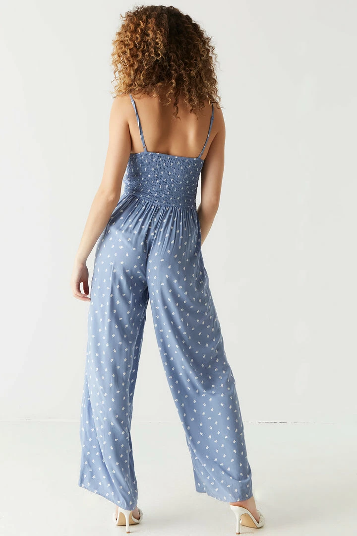 Stitches Ladies Front Ruched Blue Scribble Print Cut-Out Jumpsuit Jumpsuits + Rompers 2 Stitches Ladies Front Ruched Blue Scribble Print Cut-Out Jumpsuit Jumpsuits + Rompers