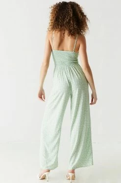 Stitches Ladies Jumpsuits + Rompers Front Ruched Floral Print Cut-Out Jumpsuit