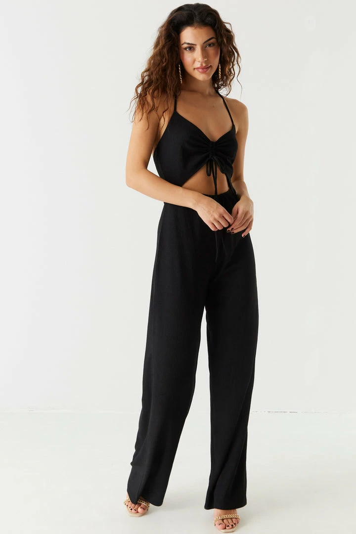 Stitches Ladies Ruched Cut-Out Halter Wide Leg Jumpsuit Jumpsuits + Rompers 1 Stitches Ladies Ruched Cut-Out Halter Wide Leg Jumpsuit Jumpsuits + Rompers
