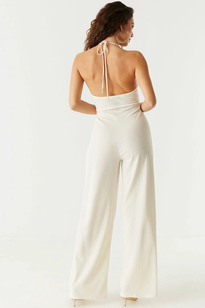 Stitches Ladies Ruched Cut-Out Halter Wide Leg Jumpsuit Jumpsuits + Rompers 4 Stitches Ladies Ruched Cut-Out Halter Wide Leg Jumpsuit Jumpsuits + Rompers