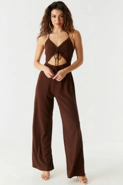 Stitches Ladies Ruched Cut-Out Halter Wide Leg Jumpsuit Jumpsuits + Rompers 12 Stitches Ladies Ruched Cut-Out Halter Wide Leg Jumpsuit Jumpsuits + Rompers