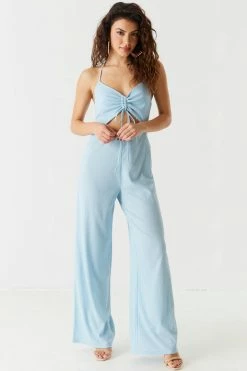 Stitches Ladies Ruched Cut-Out Halter Wide Leg Jumpsuit Jumpsuits + Rompers 14 Stitches Ladies Ruched Cut-Out Halter Wide Leg Jumpsuit Jumpsuits + Rompers