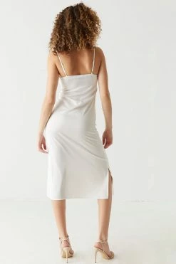 Stitches Ladies Side Slit Satin Maxi Dress Bodycon