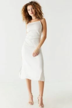 Stitches Ladies Side Slit Satin Maxi Dress Bodycon