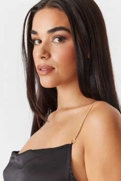 Stitches Ladies Satin Rhinestone Strap Slip Dress Bodycon