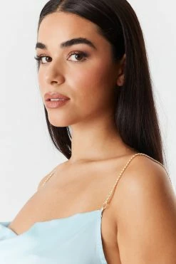 Stitches Ladies Satin Rhinestone Strap Slip Dress Bodycon