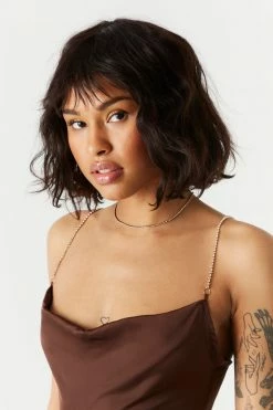 Stitches Ladies Satin Rhinestone Strap Slip Dress Bodycon