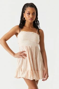 Stitches Ladies Floral Padded Self-Tie Babydoll Mini Dress