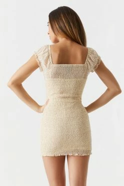 Stitches Ladies Spotted Print Smocked Skirt Milkmaid Dress Bodycon