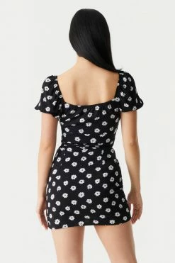 Stitches Ladies Daisy Print Cut-Out A-Line Milkmaid Mini Dress