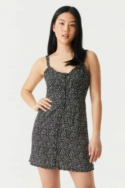 Stitches Ladies Spotted Ruffled Trim Button-Up A-Line Dress Mini