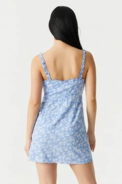 Stitches Ladies Spotted Ruffled Trim Button-Up A-Line Dress Mini