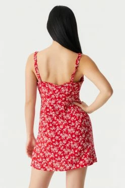 Stitches Ladies Spotted Ruffled Trim Button-Up A-Line Dress Mini