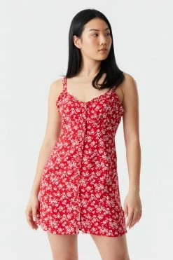 Stitches Ladies Spotted Ruffled Trim Button-Up A-Line Dress Mini