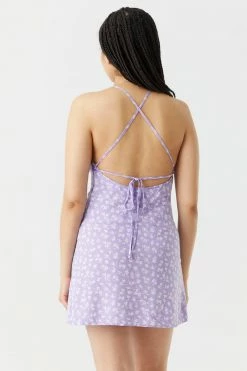 Stitches Ladies Bodycon Ditsy Floral Print Self-Tie Halter Crossback Mini Dress