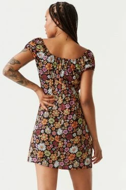 Stitches Ladies Neutral Floral Print A-Line Milkmaid Dress