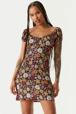 Stitches Ladies Neutral Floral Print A-Line Milkmaid Dress