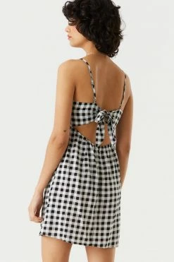 Stitches Ladies Bodycon Gingham Print Self-Tie Back Mini Dress 10 Stitches Ladies Bodycon Gingham Print Self-Tie Back Mini Dress