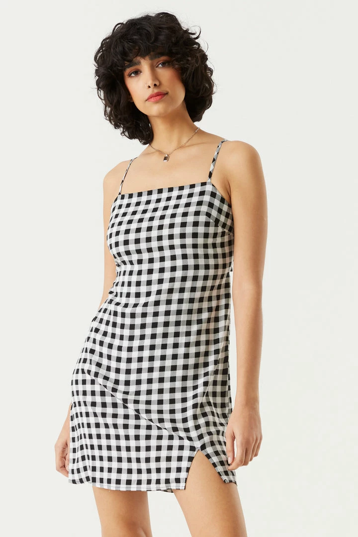 Stitches Ladies Bodycon Gingham Print Self-Tie Back Mini Dress 4 Stitches Ladies Bodycon Gingham Print Self-Tie Back Mini Dress