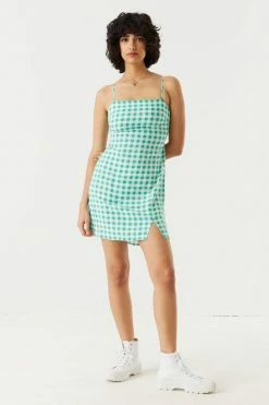 Stitches Ladies Bodycon Gingham Print Self-Tie Back Mini Dress 8 Stitches Ladies Bodycon Gingham Print Self-Tie Back Mini Dress
