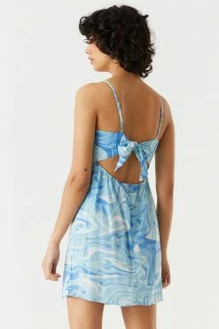 Stitches Ladies Marble Print Self-Tie Back Mini Dress Bodycon