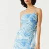 Stitches Ladies Marble Print Self-Tie Back Mini Dress Bodycon