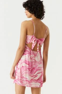 Stitches Ladies Marble Print Self-Tie Back Mini Dress Bodycon