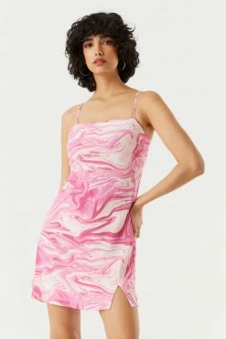 Stitches Ladies Marble Print Self-Tie Back Mini Dress Bodycon